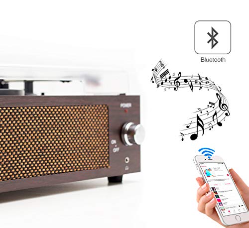 Tocadisco XN091 Lauson Función Grabación Encoding PC-Link | Tocadiscos de Vinilo Vintage con Bluetooth y Altavoces Incorporados | Reproductor de Vinilo 3 Velocidades 33, 45, 78 | (Wengue)