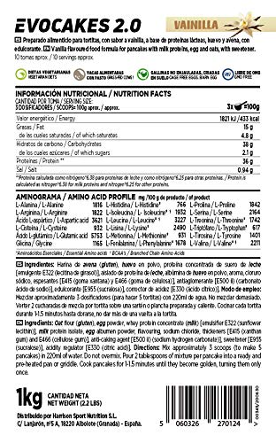 Tortitas Proteicas de HSN Evocakes 2.0 | Sabor Vainilla 1 Kg = 10 Tomas por Envase | Protein Pancake: Preparado de Tortitas de Avena + Claras + Whey | Tortitas Fáciles y Rápidas de Hacer