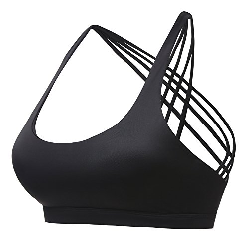 TTDW Sport BH Yoga BH Fitness BH Front Animales Stretch Sports Bra Fuerte Ligero sujeción con X de Espalda para Running BH Ligero y luftig para Mujer Negro S