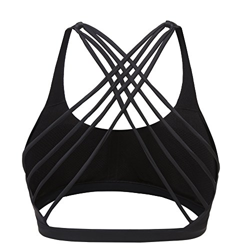 TTDW Sport BH Yoga BH Fitness BH Front Animales Stretch Sports Bra Fuerte Ligero sujeción con X de Espalda para Running BH Ligero y luftig para Mujer Negro S