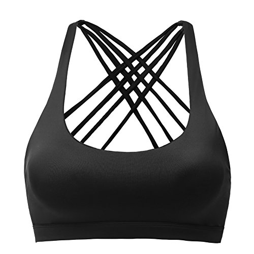 TTDW Sport BH Yoga BH Fitness BH Front Animales Stretch Sports Bra Fuerte Ligero sujeción con X de Espalda para Running BH Ligero y luftig para Mujer Negro S