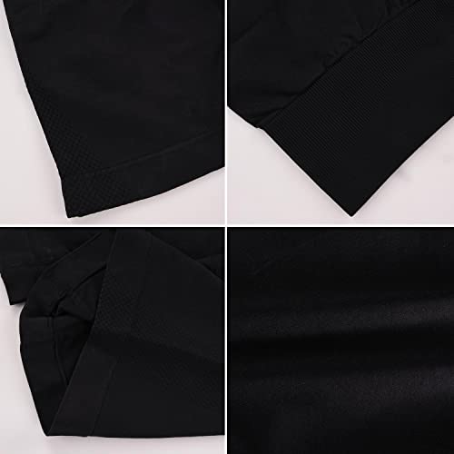 Tuopuda Pantalones Deportivos Cortos de Correr para Mujer Mallas Elásticas Leggings Sin Costuras de Alta Cintura para Fitness Yoga Correr Secado Rápido (Negro,M)
