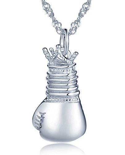 Unendlich U-Collar para hombre Collar para mujer Colgante Plata de ley 925 Guantes de boxeo Correa 45 cm Cadena y bolsa de regalo