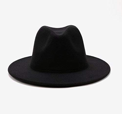 Upstore Sombrero de fieltro para mujer, diseño clásico, de ala ancha, color negro