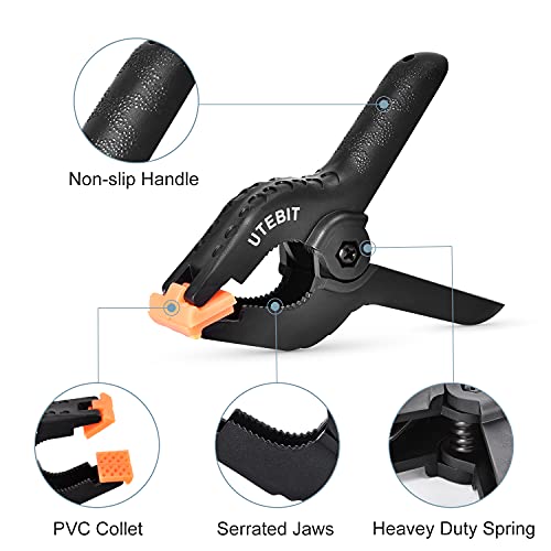 UTEBIT 8 Pack Plástico Pinzas de Resorte Abrazaderas de Resorte de Muselina Abrazaderas de Resorte para Trabajo Pesado 4.5inch / 11.5cm para Fondos de Estudio Fotográfico