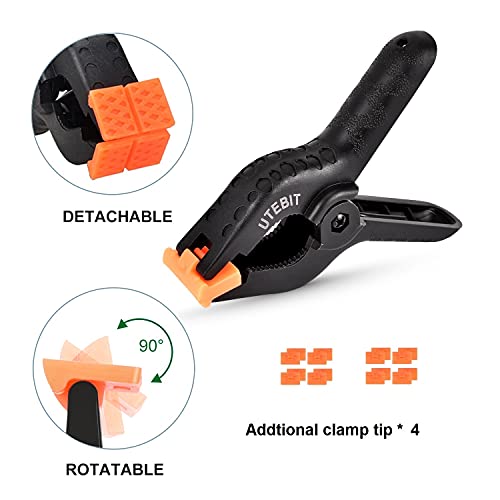 UTEBIT 8 Pack Plástico Pinzas de Resorte Abrazaderas de Resorte de Muselina Abrazaderas de Resorte para Trabajo Pesado 4.5inch / 11.5cm para Fondos de Estudio Fotográfico