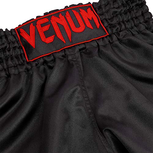 VENUM Classic Pantalones Cortos de Muay Thai, Unisex Adulto, Negro/Rojo, S