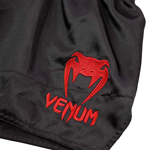 VENUM Classic Pantalones Cortos de Muay Thai, Unisex Adulto, Negro/Rojo, S