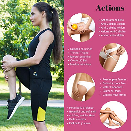 VeoFit Short de Sudoración Adelgazante Talla XL– Objetivo Vientre Llano, Muslos Delgados y Nalgas Tonificadas - OFRECIDOS: Funda + Guía per Ponerse en Forma con Programa Fitness y Consejos Nutrición