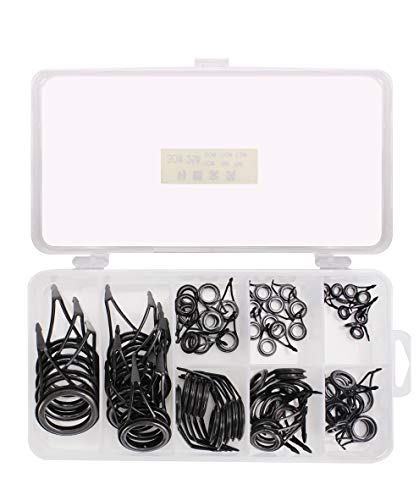 VOANZO 75 piezas Kit de reparación de caña de pescar Kit de reparación de caña de pescar Spinning Casting Guías de reemplazo Set de acero cerámica anillo de reparación de caña de pescar Kit