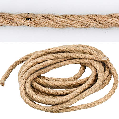 WEKON Cable de Luz Vintage, Cable Eléctrico de Lino, Cable Eléctrico Tenzada, Cable de Alimentación para Lámpara Colgante 5M Núcleo 0.75MM²Cobre y Cáñamo para Lámpara de Techo Industrial