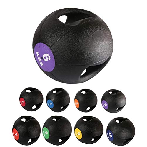 WXYZ Pelota Medicinal Balones Medicinales De Caucho Macizo, Fácil De Agarrar con Asas Dobles, Equipo De Entrenamiento De Fuerza Multifuncional, 3 Kg, 4 Kg, 5 Kg, 6 Kg, 7 Kg, 8 Kg, 9 Kg, 10 Kg