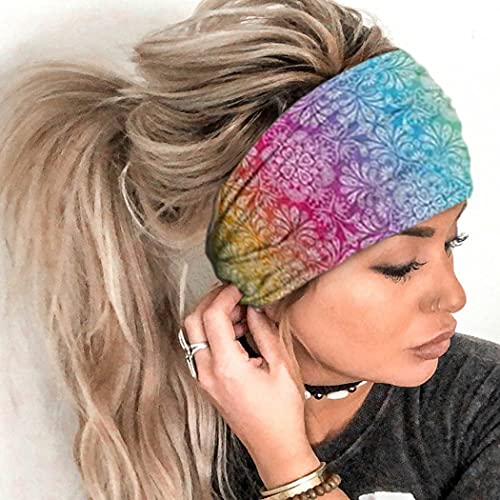 Yean Diadema bohemia ancha para el pelo bandas elásticas para yoga y flores, para mujeres y niñas (paquete de 3)