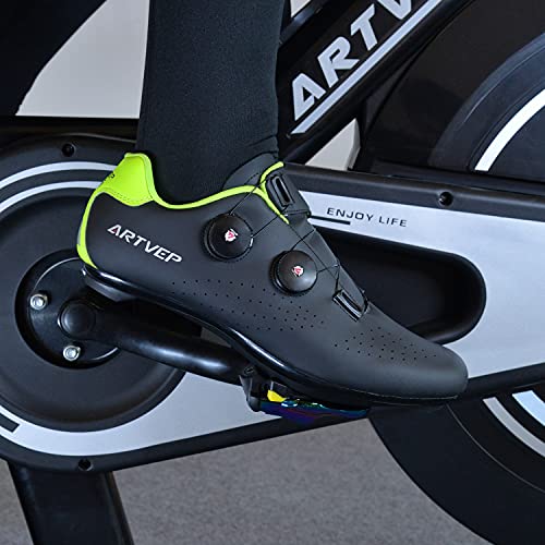 Zapatillas de Ciclismo para Hombre Zapatillas de Bicicleta de Carretera para Mujer compatibles con Look SPD SPD-SL Delta Cleats Zapatillas de Spinning para Interiores Exteriores Negro250