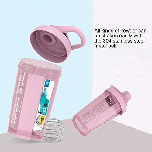 Zebroau Coctelera de proteínas con BlenderBall, coctelera de 500 ml con escala de medición, vaso para batidos de proteínas para fitness, sin BPA, color rosa