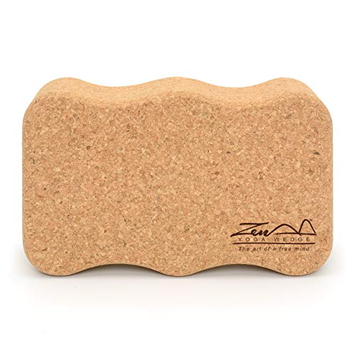 ZenYogaWedge Bloque de Corcho para Yoga de Primera Natural para Principiantes y Profesionales Yoga Pilates Clases Ejercicio Fitness Agarre Antideslizante Respetuoso con el Medio Ambiente