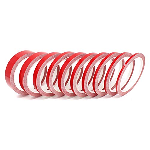 (0,95€/m) 10 metros tiras decorativas para coche moto barco modelismo rayas para la artesanía manualidades (Rojo brillante, 10mm)