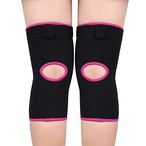 1 Par Rodilleras Deportivas de Esponja Apoyo de la Rodilla Unisex para Crossfit Voleibol Bicicleta Baloncesto Rosa M