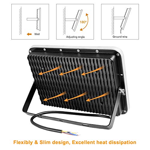 100W Proyector LED exterior IP67 Impermeable Foco exterior 10000 lumen 3000K Luz calida Iluminación Led Floodlight para Jardín Garaje Balcón Césped Foco exterior