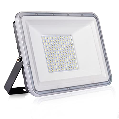 100W Proyector LED exterior IP67 Impermeable Foco exterior 10000 lumen 3000K Luz calida Iluminación Led Floodlight para Jardín Garaje Balcón Césped Foco exterior