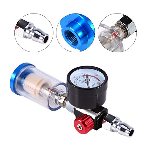 1/4" Mini regulador de presión de aire con filtro de trampa de agua en línea, drenaje automático