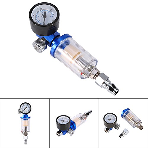 1/4" Mini regulador de presión de aire con filtro de trampa de agua en línea, drenaje automático