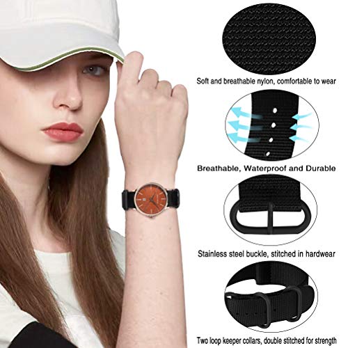 19 mm de una Sola Pieza Correas de Reloj de Estilo de la perlón de Nylon Negro de los Hombres exquisitos Correas Textiles