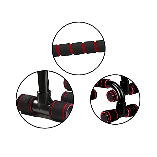 2 Piezas Soportes para Flexiones, Soporte Push-Up Tipo H, Flexiones de plástico, Soporte Profesional para Flexiones, para Rensa de Pecho, Fitness, Entrenamiento Muscular(Rojo)