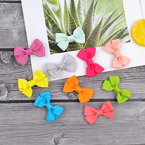 20 Colores Lazos para el Cabello con Cinta de Grogrén para Niña, Bebé,Mini Pinzas de Cocodrilo,Totalmente Cubiertos Horquillas de Clip para el Pelo