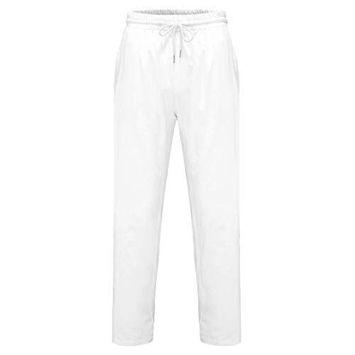 2021 Nuevo Pantalones para Hombre, Algodón y Lino Pantalones Casuales Moda Deportivos Color Sólido Pants Jogging Pantalon Fitness Gym Suelto Pantalones Largos Pantalones Ropa de Hombre