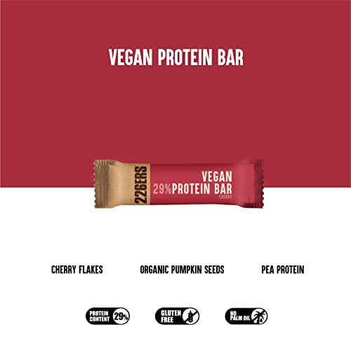 226ERS Vegan Protein Bar | Barrita de Proteína Vegana, Barra Proteíca con Superfoods | Proteína de Guisante + Proteína de Arroz | Sin Gluten, Cereza - 30 barras