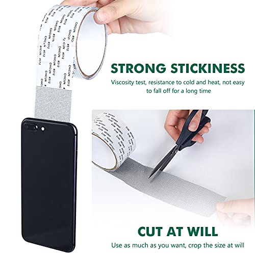 2M Cinta para Reparar Mosquiteras, Fibra de Vidrio Cinta Adhesiva, Juego de Reparación de Mosquiteras Autoadhesivas, Sellado Adhesivo Fuerte para Reparación de Pantalla de Ventana y Puerta