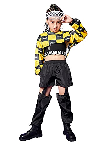 3 Piezas de Ropa de Hip Hop para niñas, Traje de Baile Callejero, Sudadera con Capucha Recortada, Camiseta sin Mangas, Pantalones Cargo