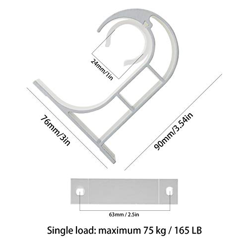 4 soportes para barra de cortina para barra de cortina de 1 pulgada con tornillos de montaje, tapones de expansión de aleación de aluminio montados en el techo