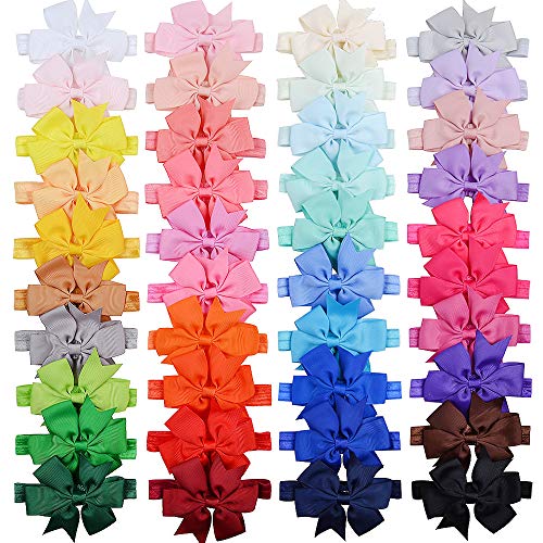 40 cintas para el pelo de lazo de grogrén para niñas de 7,6 cm, accesorios para el pelo para bebés recién nacidos