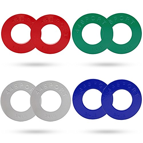 44SPORT olímpico Placas fraccional – par de 1/4, 1/2, 3/4, 1 kg Pesos (8 en Total)