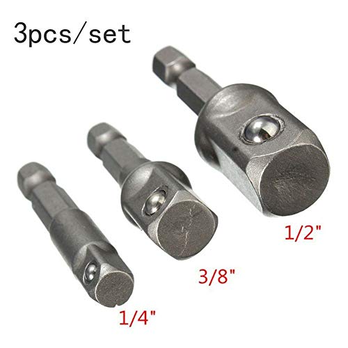 Adaptador de enchufe de impacto SENRISE 3 unids 1/4 "3/8" 1/2" adaptador de enchufe de vástago hexagonal adaptador de barra de extensión para taladro