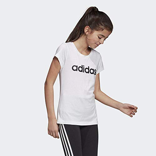 adidas Essentials Linear tee Camiseta, Niñas, Blanco (White/Black), 5-6 años