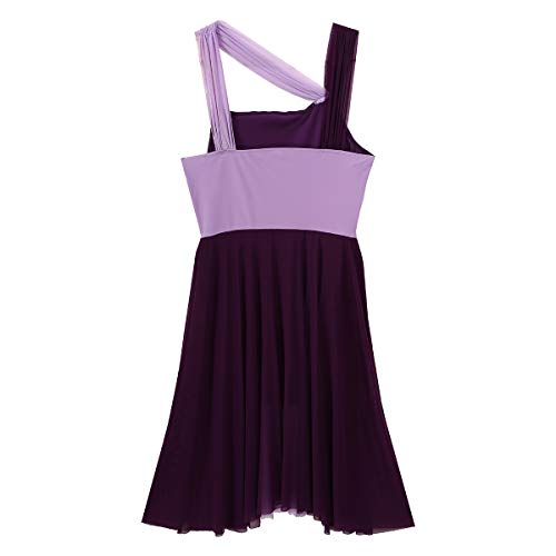 Agoky Vestido de Danza Ballet para Mujer Maillot de Gimnasia Rítmica Sin Mangas Vestido de Danza Lírica Contemporánea Traje de Bailarina Fiesta Violeta XL