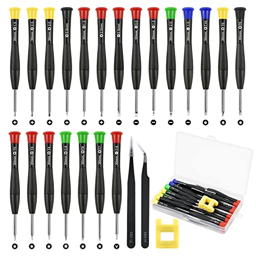Ainiv 23PCS Juego de Destornilladores de Precisión, Destornillador de gafas Juego de Destornilladores de Precisión Multiusos,para relojes, gafas, teléfono móvil, de precisión con 2pinzas,magnetizador