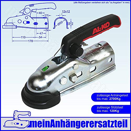 AL-KO AK 270 – 50 mm Acoplamiento para remolque gebremste colgante hasta 2700 kg, incluye Soft Dock