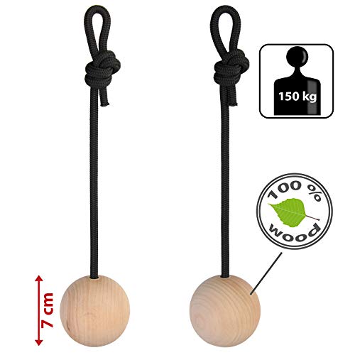 ALPIDEX 2 Unidades de Bolas de Entrenamiento de distinto tamaño - Juego de 2 Bolas de Madera para Entrenamiento de Escalada, Diámetro:7 cm