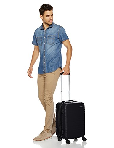 Amazon Basics - Maleta de viaje rígida giratoria - 55 cm, Tamaño de cabina, Negro