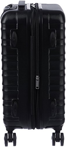 Amazon Basics - Maleta de viaje rígida giratoria - 55 cm, Tamaño de cabina, Negro