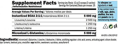 AMIX - Bcaa Glutamina - 300 Gramos - Complemento Alimenticio de Glutamina en Polvo - Reduce el Catabolismo Muscular - Óptimo para Deportistas - Sabor Naranja - Aminoácidos Ramificados