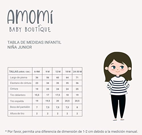 Amomí Leggings Mallas Pantalones Largos Ropa Deportiva Niña Bebé 3-24 Meses (24 Meses, Negro)