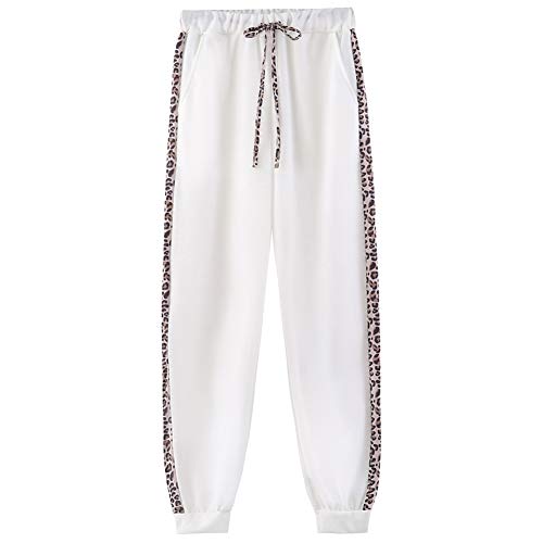 amropi Mujer Leopardo Conjunto de Ropa Chandal con Capucha Tops y Pantalones Deportivos Señoras 2 Piezas Set L,Blanco