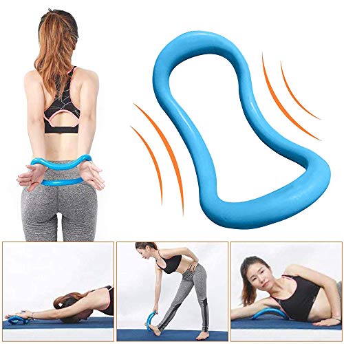 Anillo de Estiramiento de Fascia, 2 Piezas Círculos de Pilates de Anillo de Yoga, Anillo de Estiramiento Fitness para Masaje de Muslos y Pantorrillas, Entrenamiento de Estiramiento (Azul y Rojo Rosa)