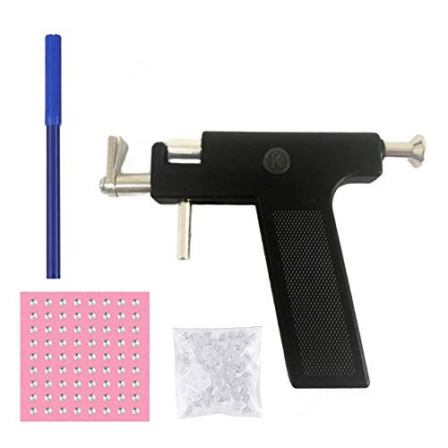 Anself Pistola para Orejas Juego de pistola para perforar la oreja, juego de pistola para perforar el cuerpo,con 98 piezas de espárragos para pendientes (Black)