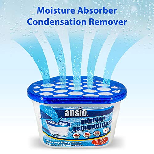 ANSIO Deshumidificador para interiores, removedor de condensación, absorbente de humedad,humedad, moho, humedad en el hogar, cocina, dormitorio, caravana, oficina, garaje, sótano 500 ml, paquete de 10